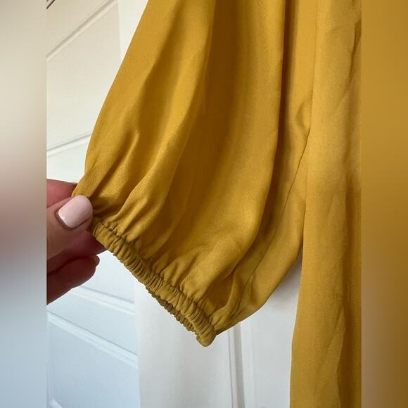Ezra Boho Mustard Color 3/4 Sleeve Blouse Top Size Large - Picture 7 of 8